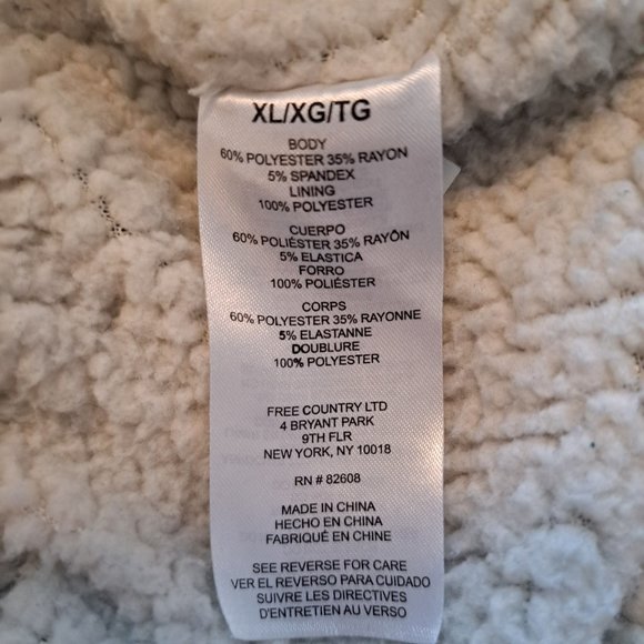 Free2Be Sherpa-Lined Full Zip Funnel Neck Jacket Size XL - Picture 8 of 8